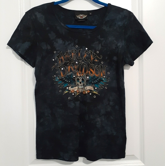 SOLD Harley Davidson Tie Dye Skull Top - Picture 7 of 7